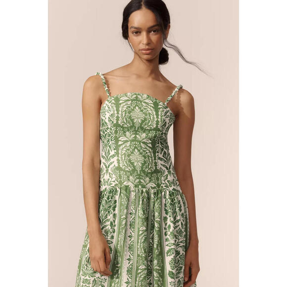 NEW, Farm Rio Delicate Tapestry Midi Dress in Green Sz M #MD1404 - Picture 3 of 12